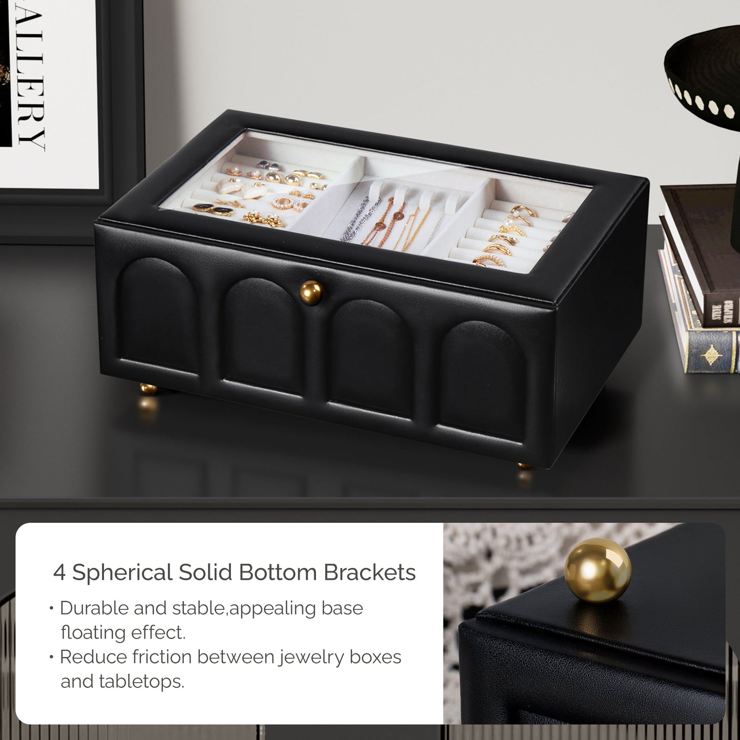 Double Drawer Jewelry Organizer With Glass Lid for Women