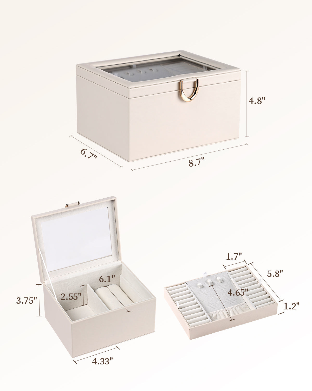 Jewelry Box with Clear Lid,2-Layer