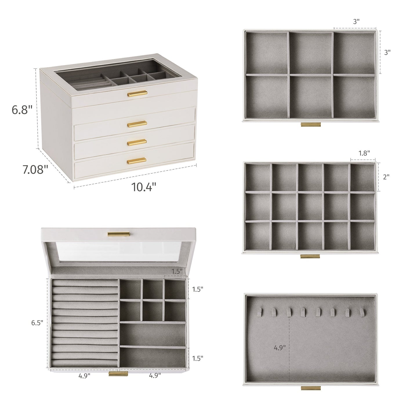 4-Layer Jewelry Organizer with Clear Lid