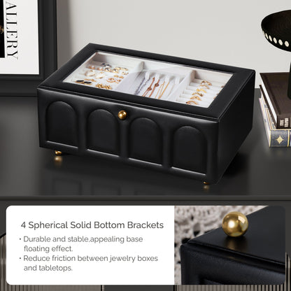 Double Drawer Jewelry Organizer With Glass Lid for Women