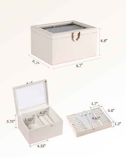 Jewelry Box with Clear Lid,2-Layer