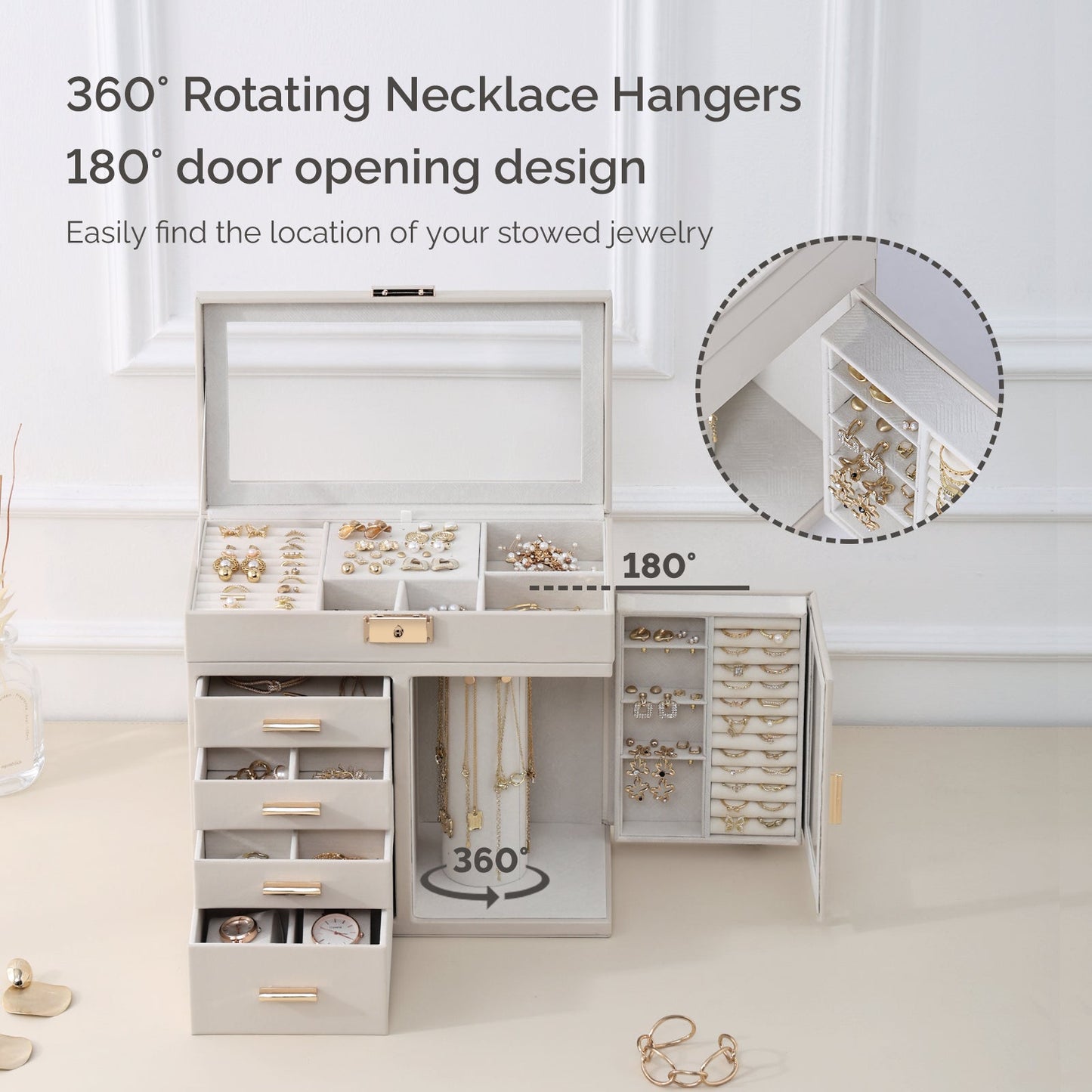5-Layer Jewelry Organizer,360° Rotating