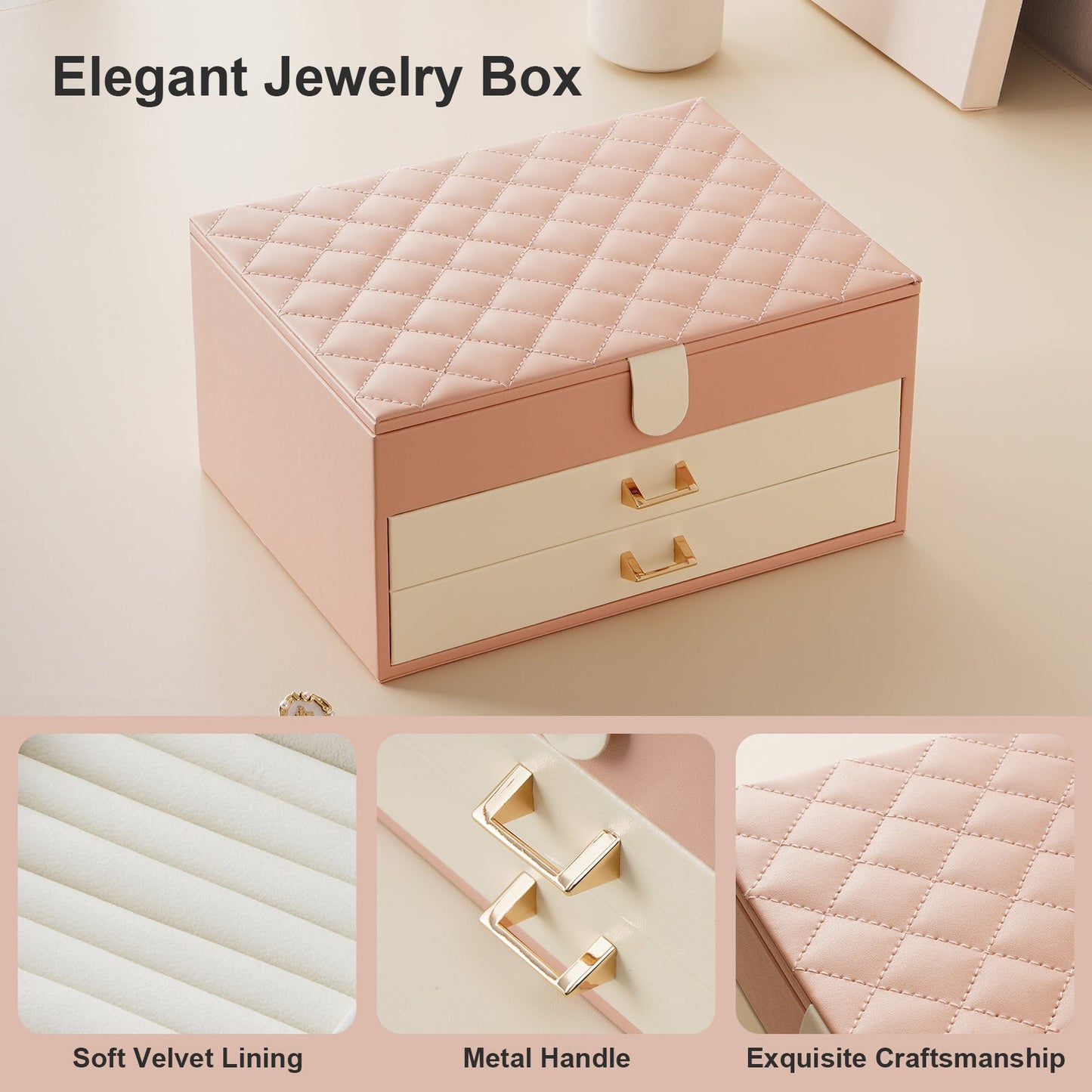 Three-layer Jewelry Box with Two Drawers