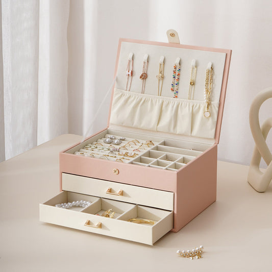 Three-layer Jewelry Box with Two Drawers