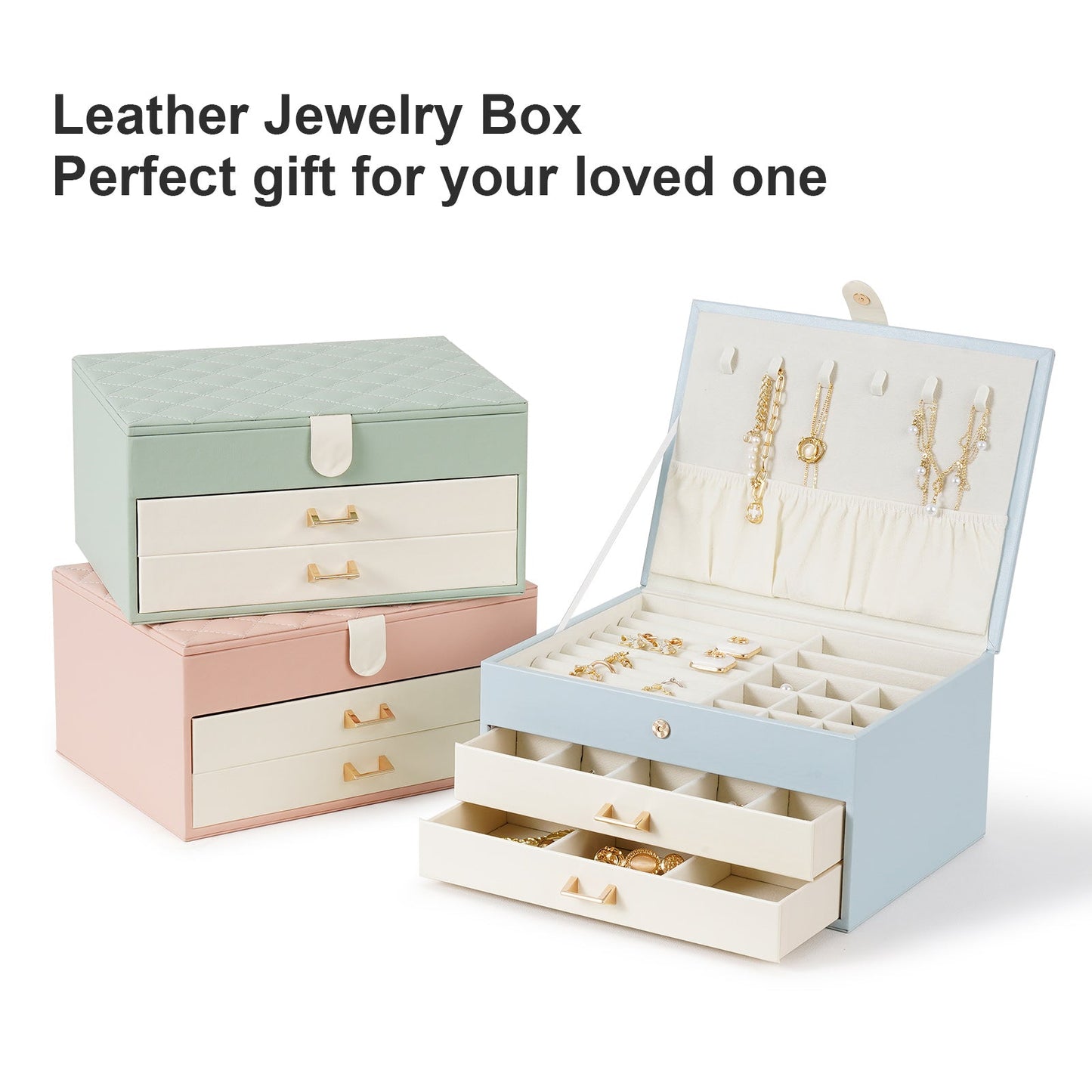 Three-layer Jewelry Box with Two Drawers